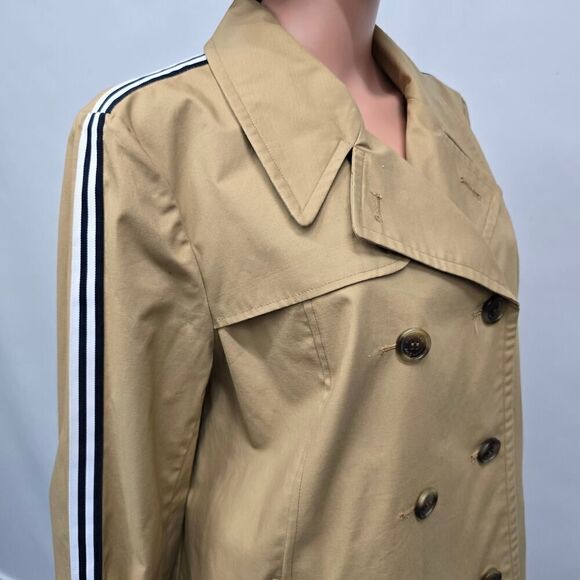 Crown & Ivy Short Trench Coat Double Breasted Striped Sleeves Water Resistant - Picture 8 of 13